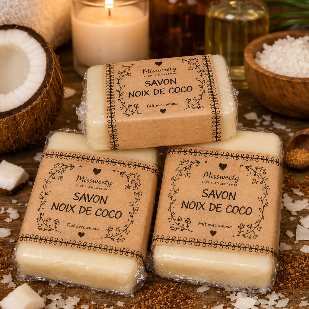 DOUCEUR Noix de Coco Savon artisanal – Hydratant & Nourrissant