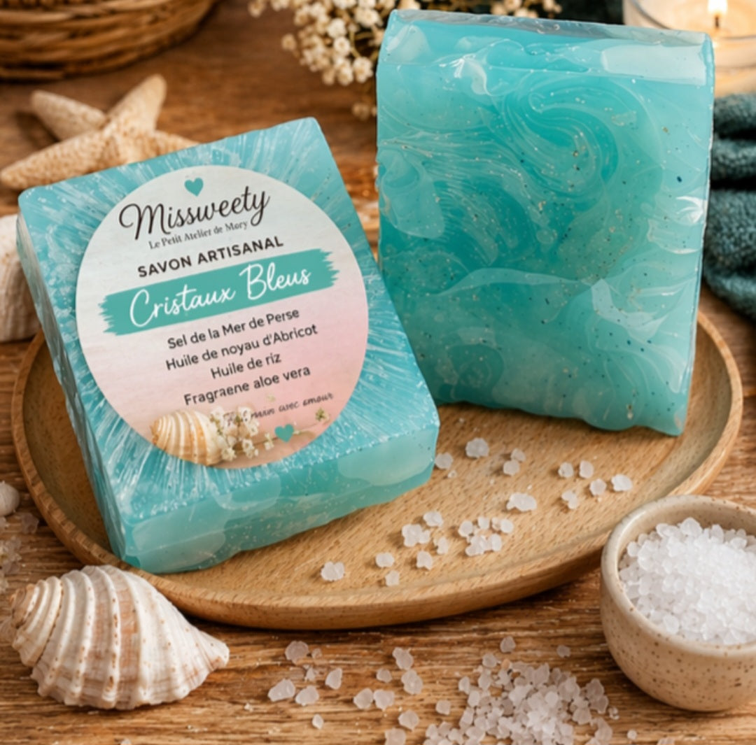 CRISTAUX BLEUS Savon artisanal – Fraîcheur & Éclat